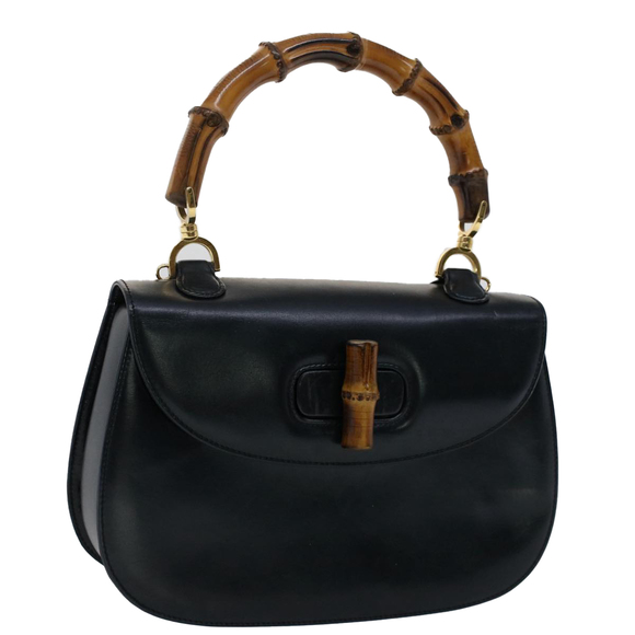 GUCCI Handbags - GUCCI Bamboo Hand Bag Leather Black 000.1781 Auth yk8245